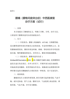 广西腰痛（腰椎间盘突出症）、中风病（脑卒中）中西医康复诊疗方案（试行）.docx