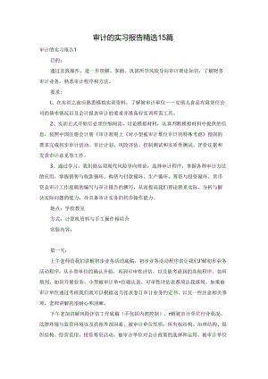 审计的实习报告精选15篇.docx