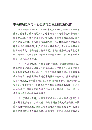 市长在理论学习中心组学习会议上的汇报发言.docx