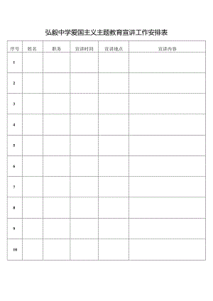 弘毅中学爱国主义主题教育宣讲工作安排表.docx