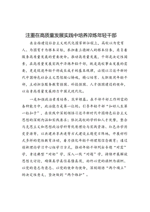 注重在高质量发展实践中培养淬炼年轻干部.docx
