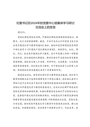 纪委书记在2024年校党委中心组集体学习研讨交流会上的发言.docx