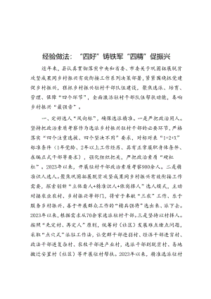 经验做法：“四好”铸铁军 “四精”促振兴.docx