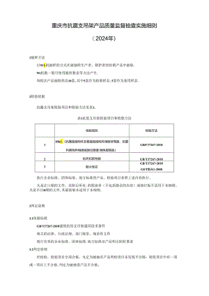 重庆市抗震支吊架产品质量监督抽查实施细则（2024年）.docx