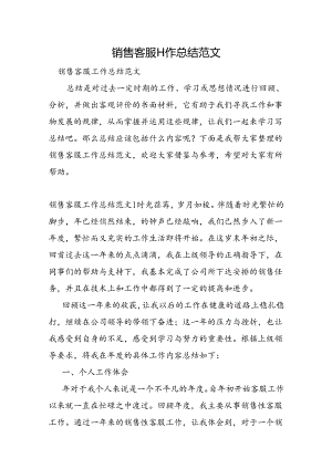 销售客服工作总结范文.docx
