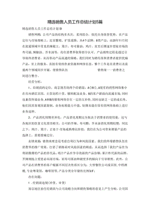 精选销售人员工作总结计划5篇.docx