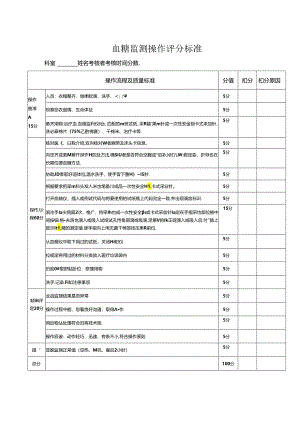 血糖监测操作评分标准.docx