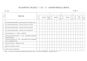 项目部领导班子成员执行“三重一大”决策制度等情况民主测评表.docx