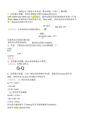 线路运行与检修专业考试：配电线路（中级工）测试题.docx