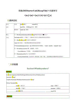 衔接点 02 新人教版七年级上册Starter Unit2 Keep Tidy!元音学习[u;][][ɑ;][][e][].docx