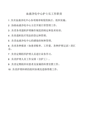 血液净化中心护士长工作职责.docx