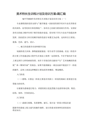 美术特长生训练计划及培训方案5篇汇编.docx