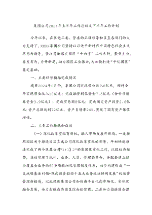 集团公司2024年上半年工作总结及下半年工作计划.docx