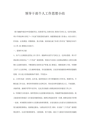 领导干部个人工作思想小结.docx
