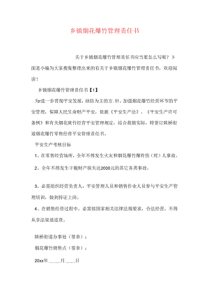 乡镇烟花爆竹管理责任书.docx
