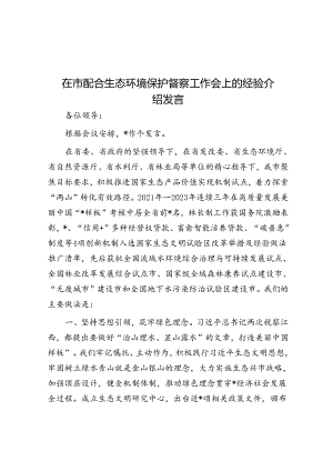 在市配合生态环境保护督察工作会上的经验介绍发言.docx