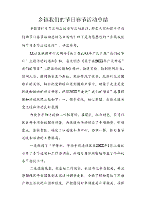 乡镇我们的节日春节活动总结.docx