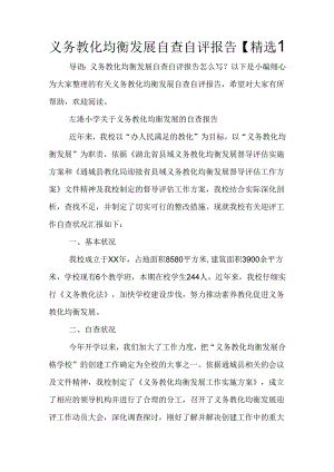 义务教育均衡发展自查自评报告【精选】.docx