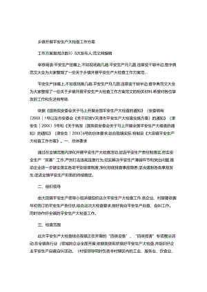 乡镇开展安全生产大检查工作方案(精).docx