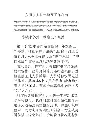乡镇水务站一季度工作总结.docx