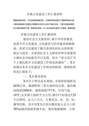 乡镇文化建设工作汇报材料.docx