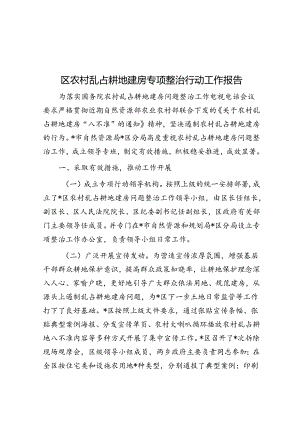 区农村乱占耕地建房专项整治行动工作报告.docx