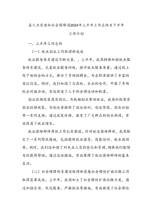 县人力资源和社会保障局2024年上半年工作总结及下半年工作计划.docx