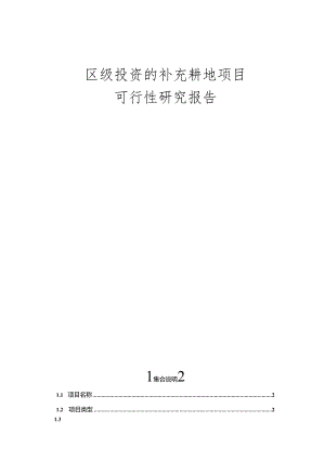 区级投资的补充耕地项目可行性研究报告.docx