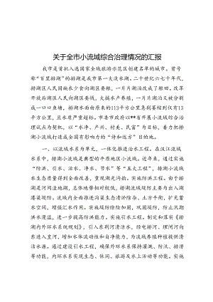 关于全市小流域综合治理情况的汇报.docx