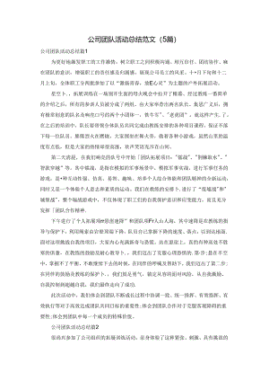 公司团队活动总结范文（5篇）.docx