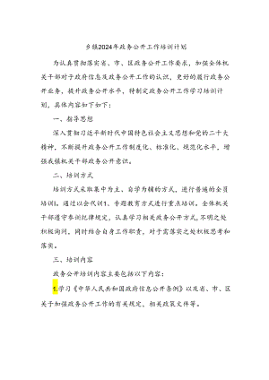 乡镇2024年政务公开工作培训计划.docx