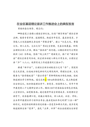 在全区基层理论宣讲工作推进会上的典型发言.docx