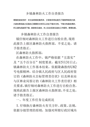 乡镇森林防火工作自查报告.docx