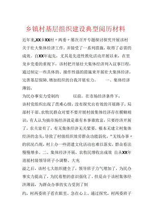 乡镇村基层组织建设典型经验材料.docx