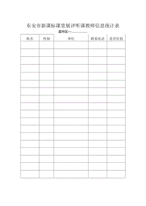 东安市新课标课堂展评听课教师信息统计表.docx