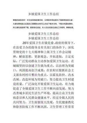 乡镇爱国卫生工作总结.docx