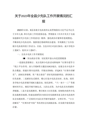 关于2023年全县少先队工作开展情况的汇报.docx