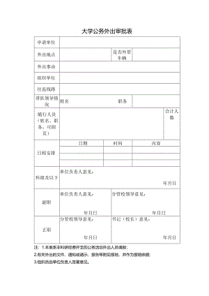 大学公务外出审批表.docx