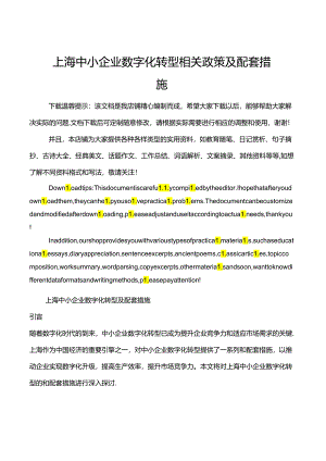 上海-中小企业数字化转型相关政策及配套措施.docx