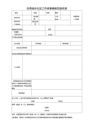 优秀城乡社区工作者事编制员报.docx