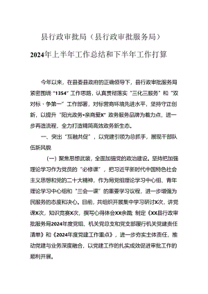县行政审批局（县行政审批服务局）2024年上半年工作总结和下半年工作打算.docx