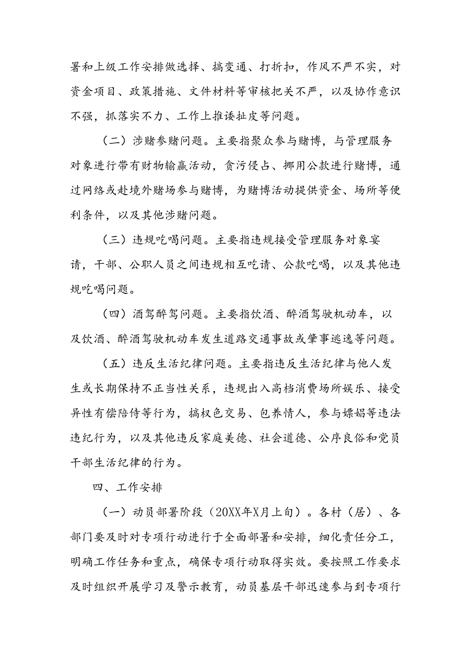 乡镇干部作风突出问题专项整治工作实施方案(附问题自查及承诺情况表、自查整改台账).docx_第2页