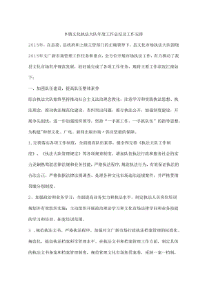 乡镇文化执法大队年度工作总结及工作计划.docx