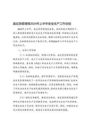 县应急管理局2024年上半年安全生产工作总结.docx