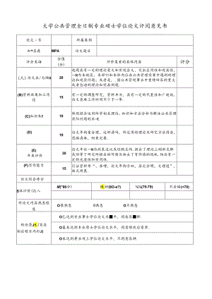 大学公共管理全日制专业硕士学位论文评阅意见书.docx