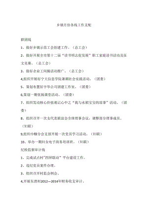 乡镇月份各线工作计划.docx