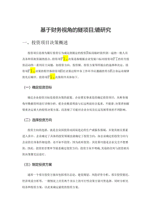 基于财务视角的投资项目决策研究.docx