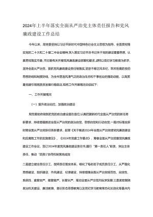 2024年上半年落实全面从严治党主体责任报告和党风廉政建设工作总结.docx