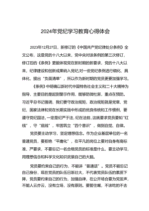 2024年学习新修订《中国共产党纪律处分条例》暨党纪学习教育心得体会发言材料十八篇.docx