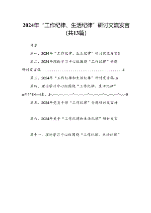 2024年“工作纪律、生活纪律”研讨交流发言（共13篇）.docx